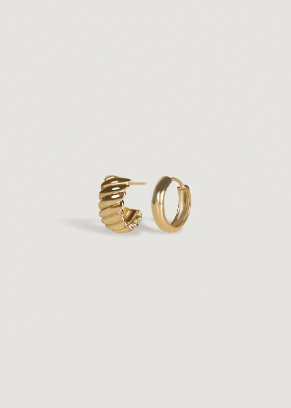 Claudine Twist & Classic Huggie Earring Stack