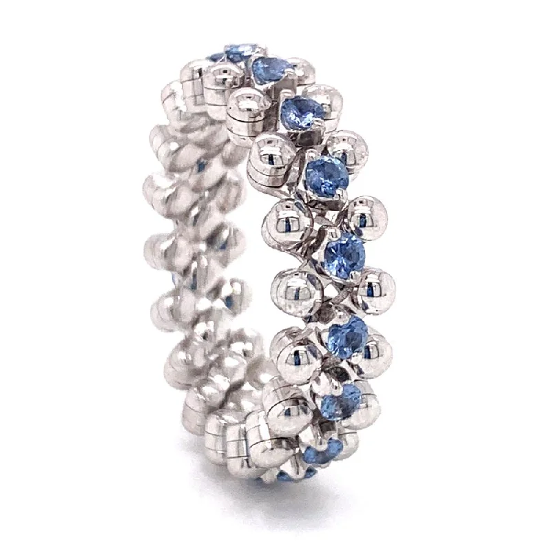 Montana Yogo Sapphire & White Gold Single Row Expandable Ring