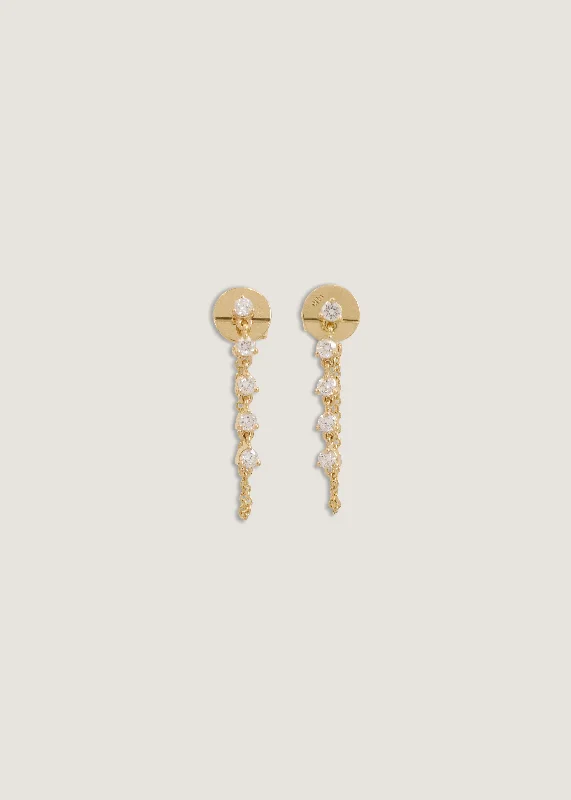 Five Stone Chain Earrings Diamond