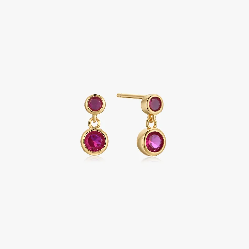 Fuchsia Dangle Sterling Earrings in Gold