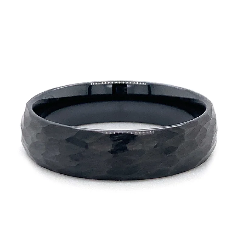 Hammered Black Ceramic Band - "Ragnarok"