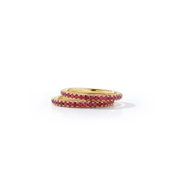 Hot Pink Sapphire Eternity Band Ring