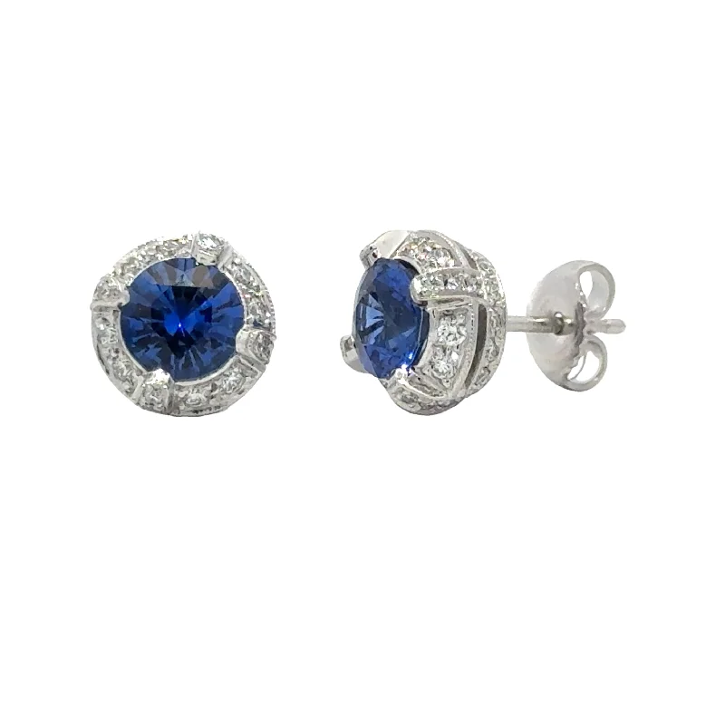 Jackson Heritage Sapphire and Diamond Halo Earrings