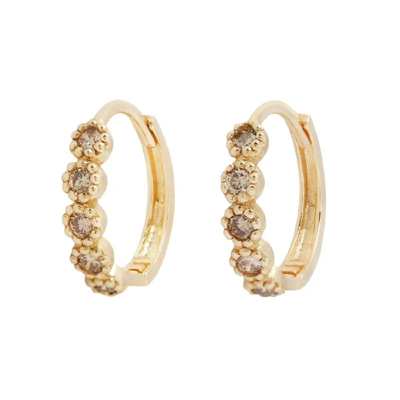 LI Textured Five Diamond Clicker Hoops