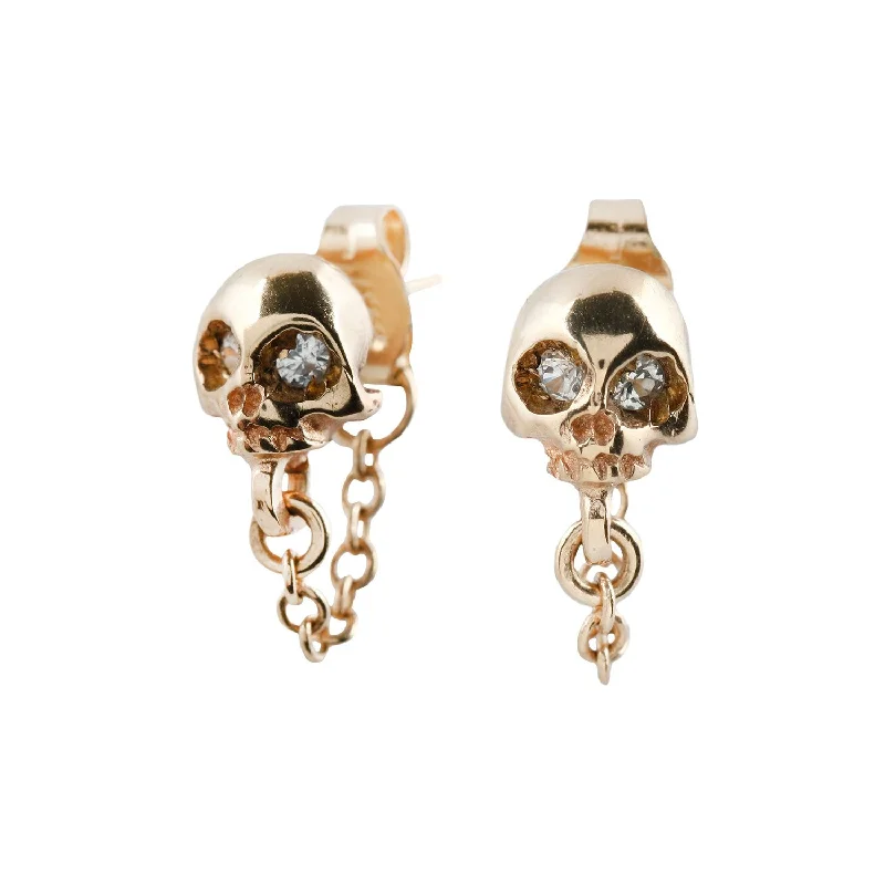 Gold Skull + Chain Earrings