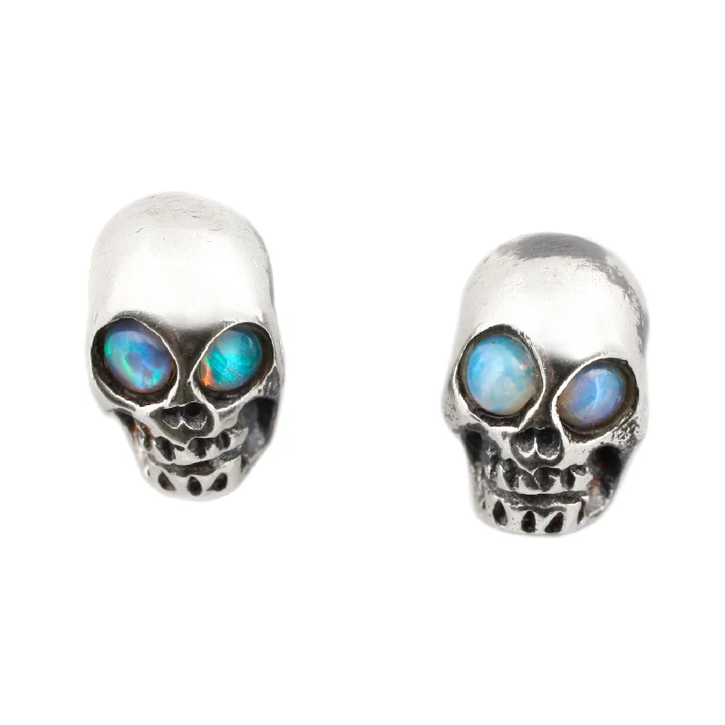 Opal Eyed Skull Studs