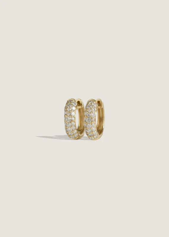 Pavé Dome Huggie Earrings Diamond