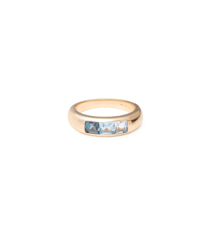 Princess Cut Swiss, Sky & London Blue Topaz : Gemstone Band