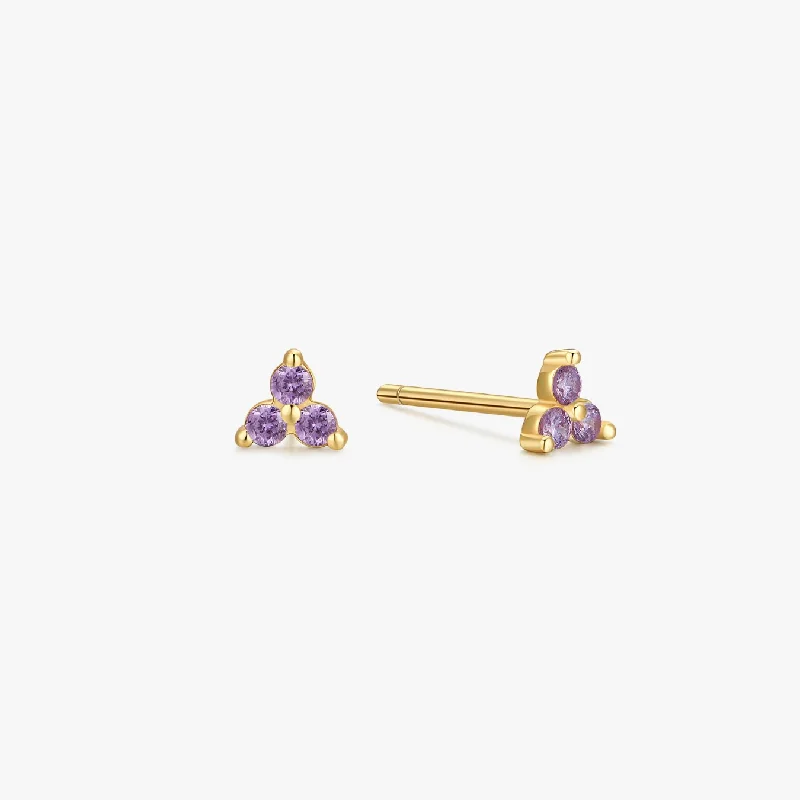 Purple Twinkle Sterling Studs in Gold