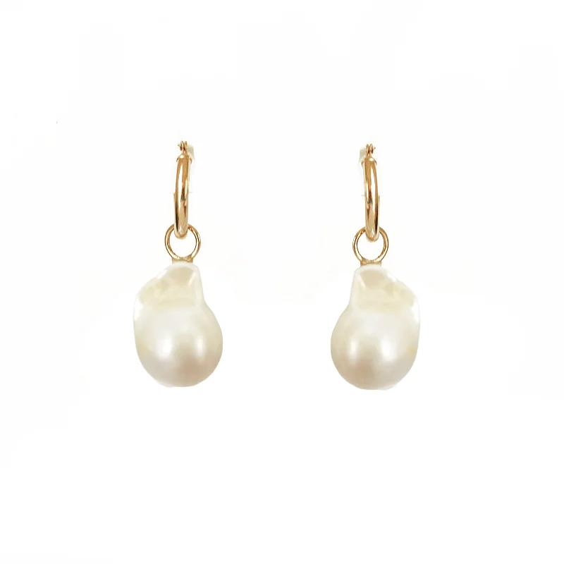 Small Baroque Pearl & Gold Hoop Earrings