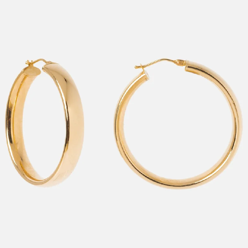 Solid Gold Large Hollow Hoops