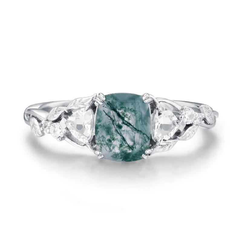 Starlight Serenade Moss Agate Ring