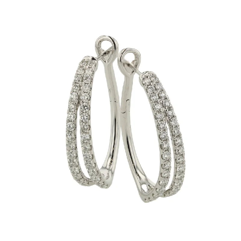 "The Rachel Diamond Hoop Earrings" 1.05CTTW 14KWG OVAL HOOPS RBS DIA