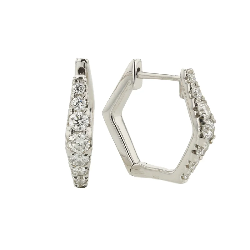 "The Rory Hoop Earrings" 0.48CTTW 14KWG HEX HOOP