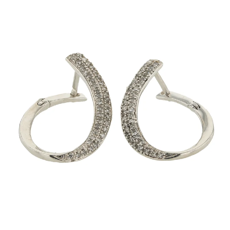 "The Waverly Diamond Hoop Earrings" 0.75CTTW RBS G/SI 14KWG PAVE SET