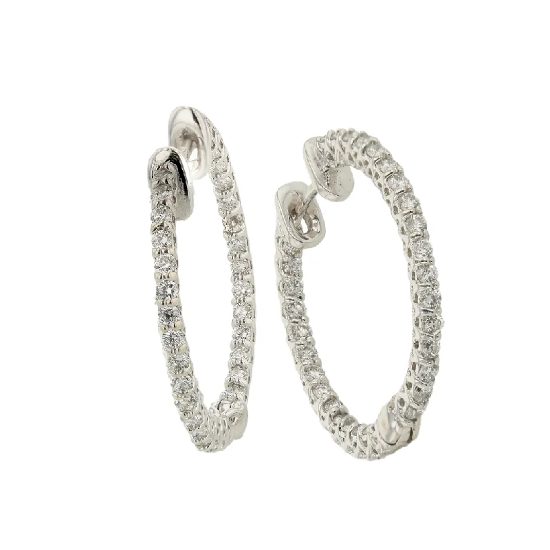 "The Winnie Diamond Hoop Earrings" 1.00CTTW IN/OUT HOOPS 14KWG