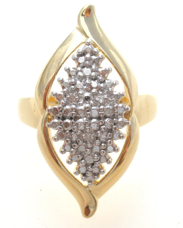 Vermeil Diamond Cocktail 925 Ring Size 10