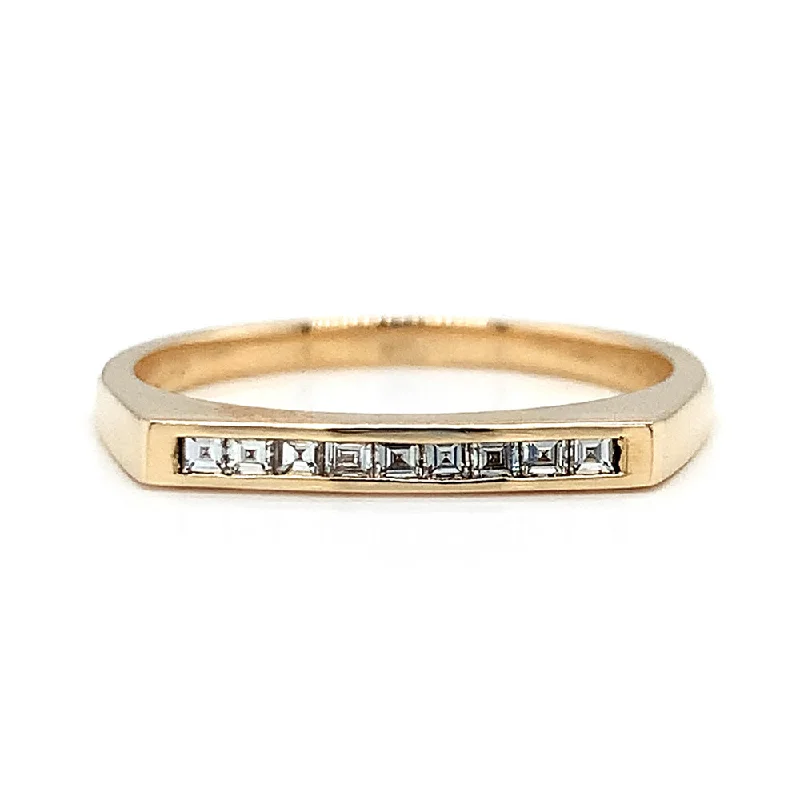 Yellow Gold & Diamond Bar Ring - "Downtown"