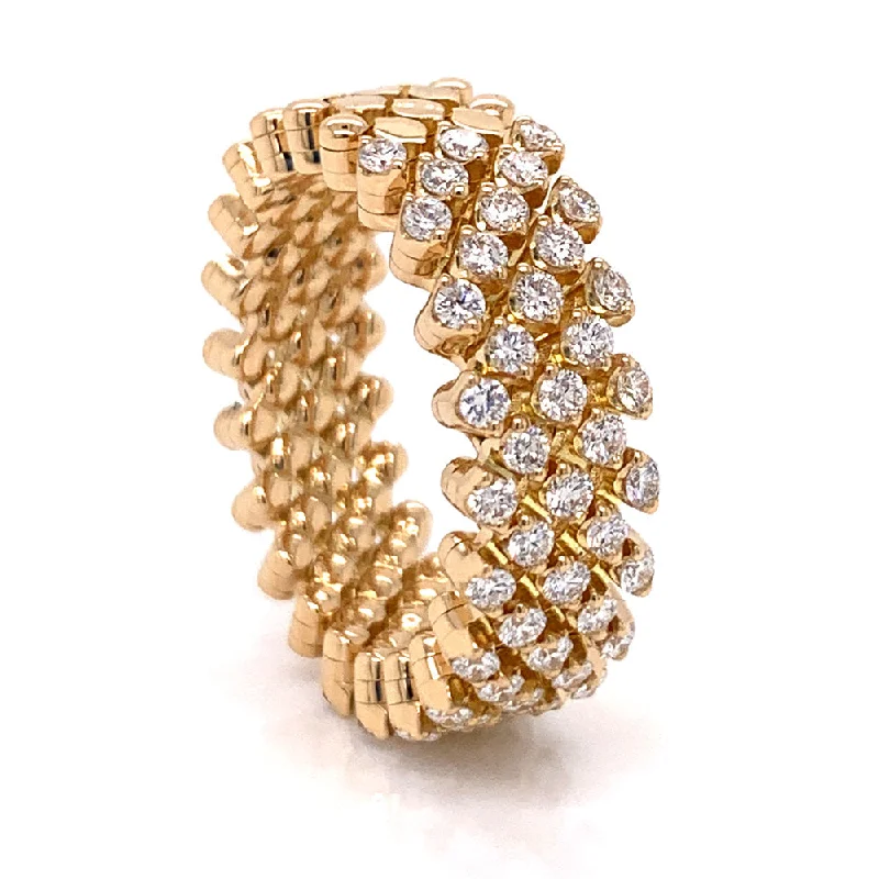 Yellow Gold Five Row Expandable Brevetto Diamond Ring