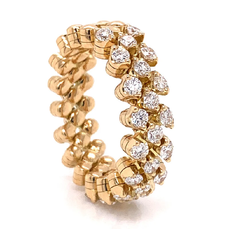 Yellow Gold Three Row Expandable Brevetto Diamond Ring