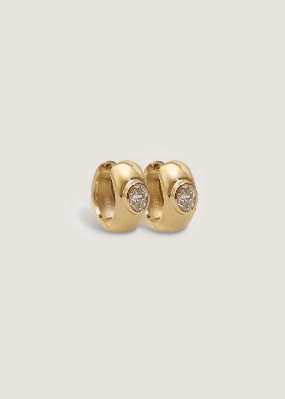 Ynez Dome Huggie Earrings Diamond