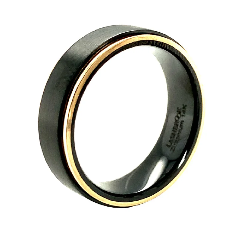 Zirconium Satin Finish Band with Gold Inlay