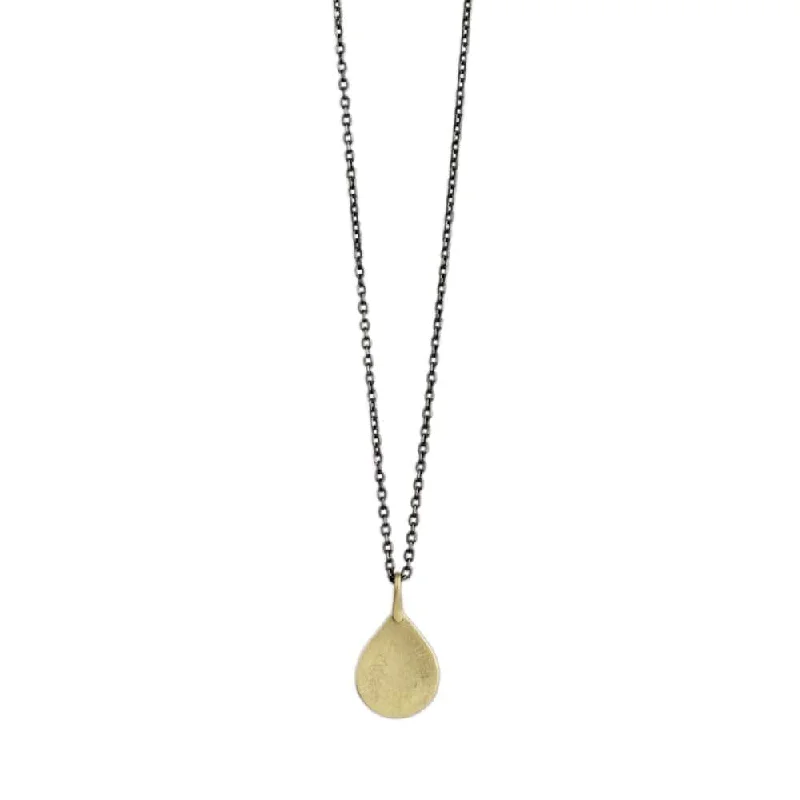 18k Tiny Parchment Teardrop Necklace