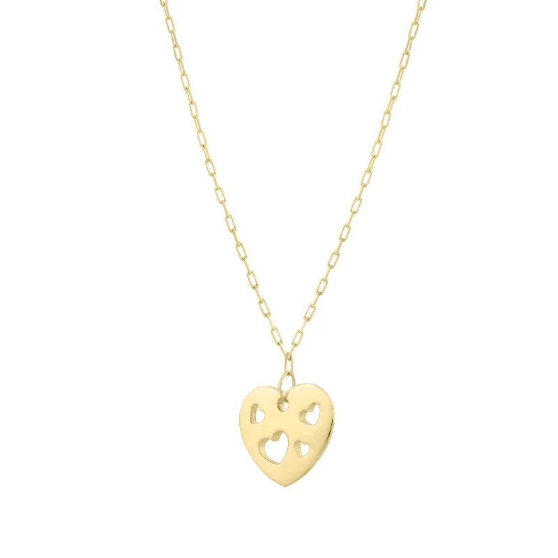 14K Cutout Heart Pendant