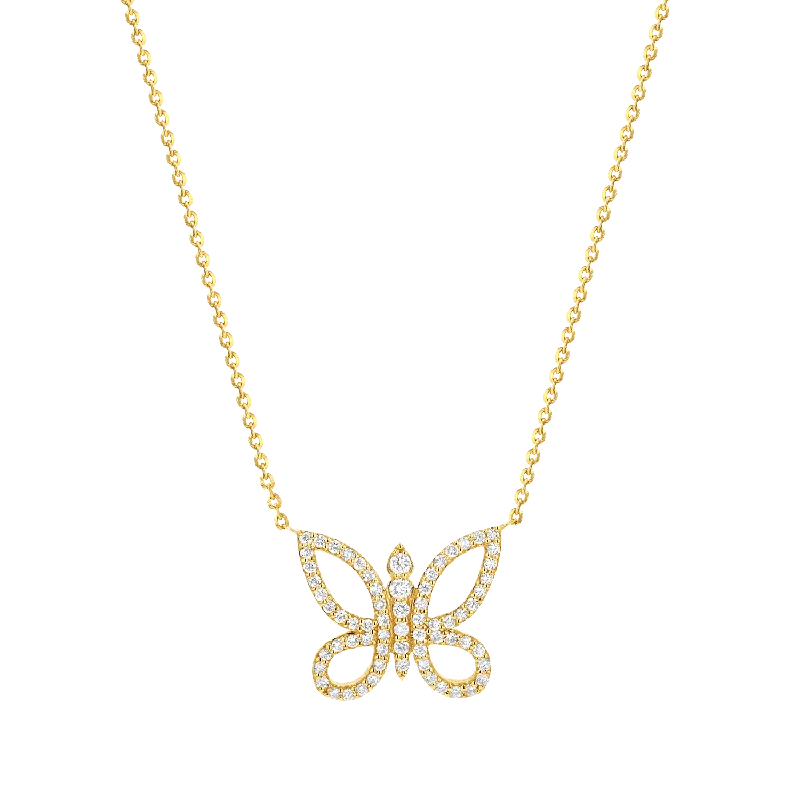 Diamond Pave Butterfly Necklace