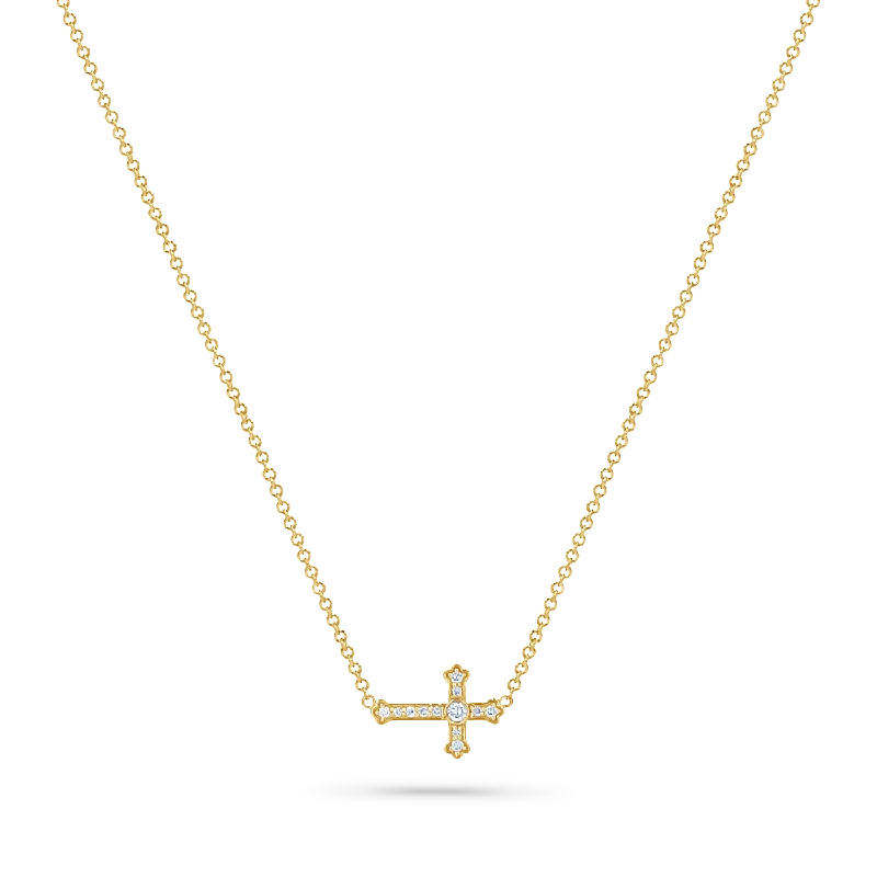 Diamond Sideways Cross Necklace