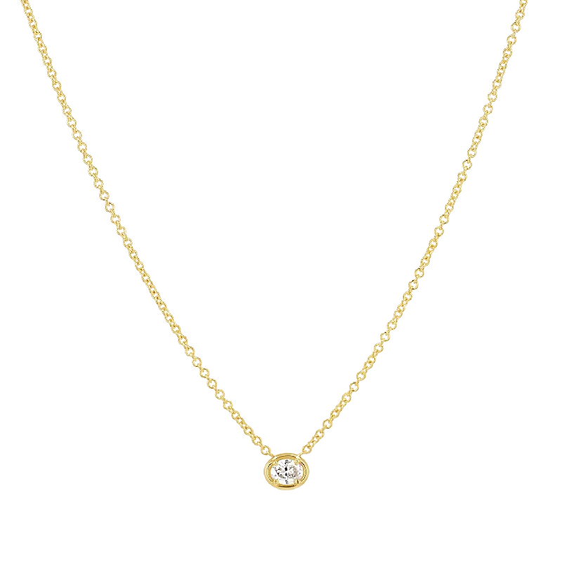 Oval Diamond Solitaire Necklace