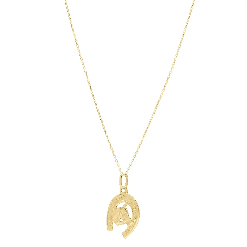 14K Horse & Horseshoe Pendant