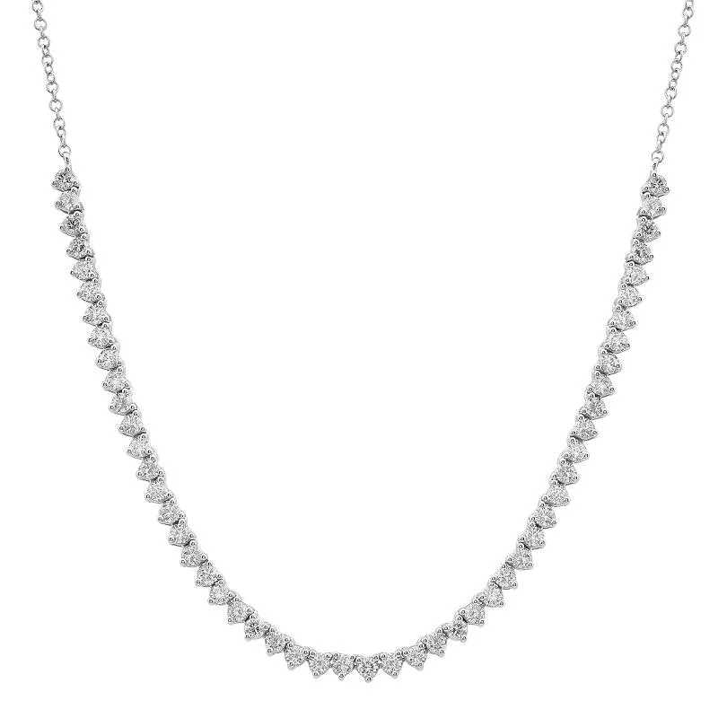 14k White Gold Diamond Tennis Chain Necklace