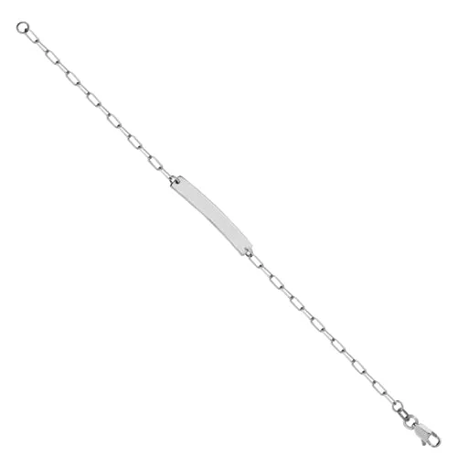 14K White Gold ID Bracelet- Paperclip link Bracelet