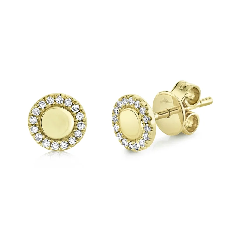 14k Yellow Diamond High Polished Stud Earrings