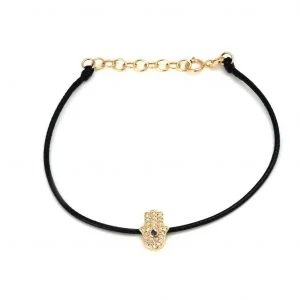 14k Yellow Gold Diamond and Sapphire Hamsa Bracelet