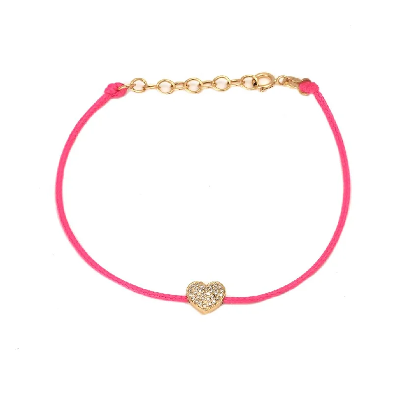 14K Yellow Gold Diamond Heart Bracelet