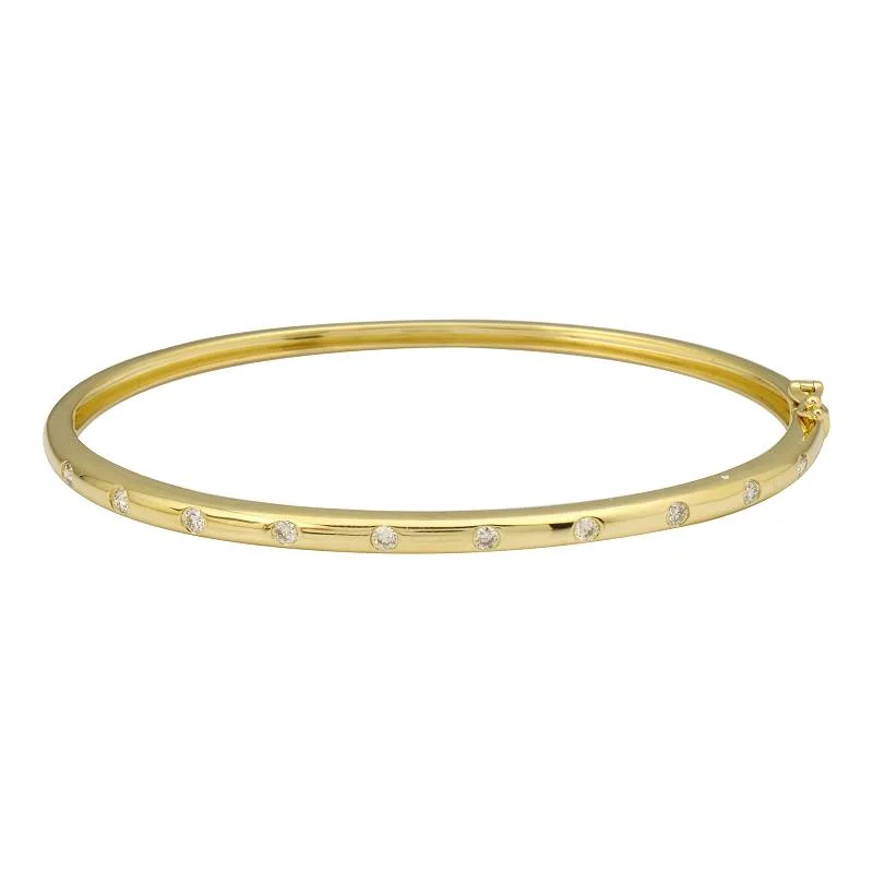 14k Yellow Gold Diamond Inlay Bangle