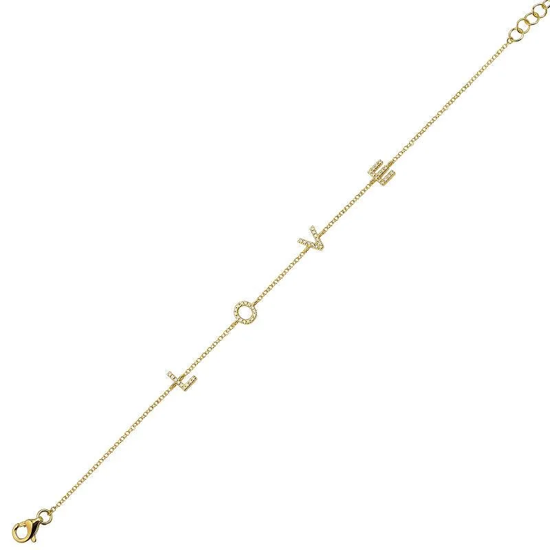 14k Yellow Gold Diamond Love Bracelet