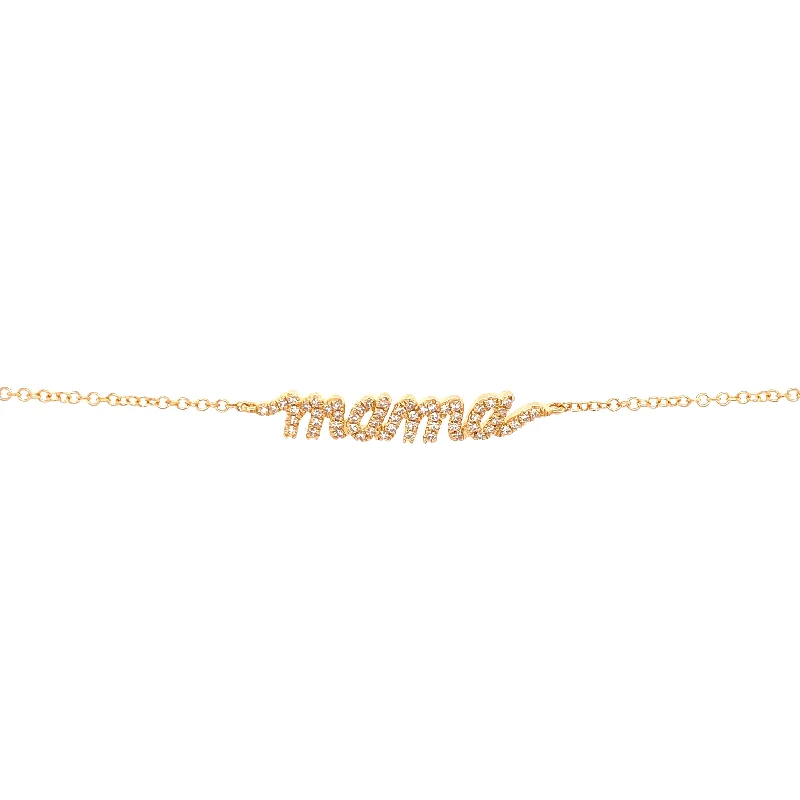 14K Yellow Gold Diamond "Mama" Script Bracelet