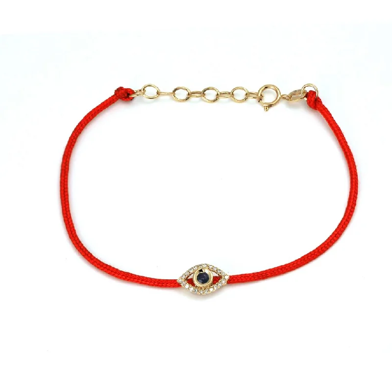 14K Yellow Gold Diamond + Sapphire Evil Eye Bracelet