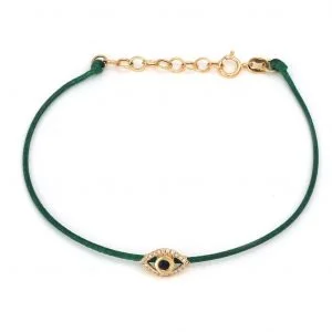 14k Yellow Gold Sapphire and Diamond Evil Eye Bracelet