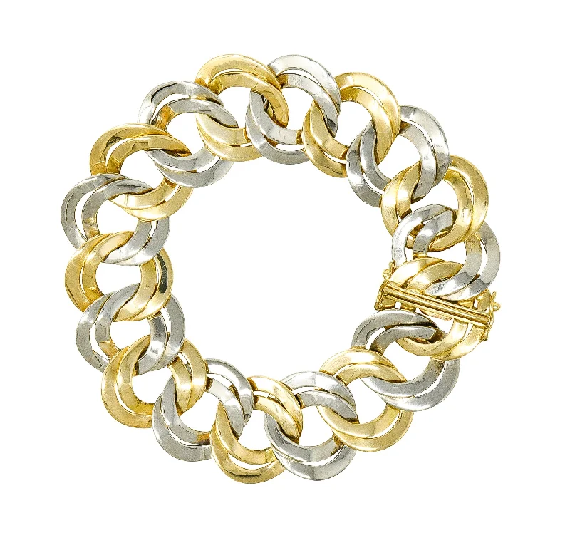 Cartier 1960's Modernist Mid-Century 18 Karat Two-Tone Gold Double Curb Chain Link Unisex Vintage Bracelet