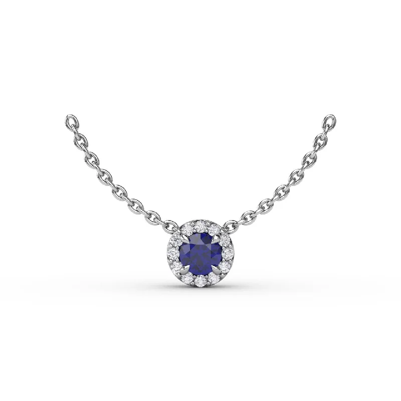 Classic Sapphire and Diamond Pendant Necklace