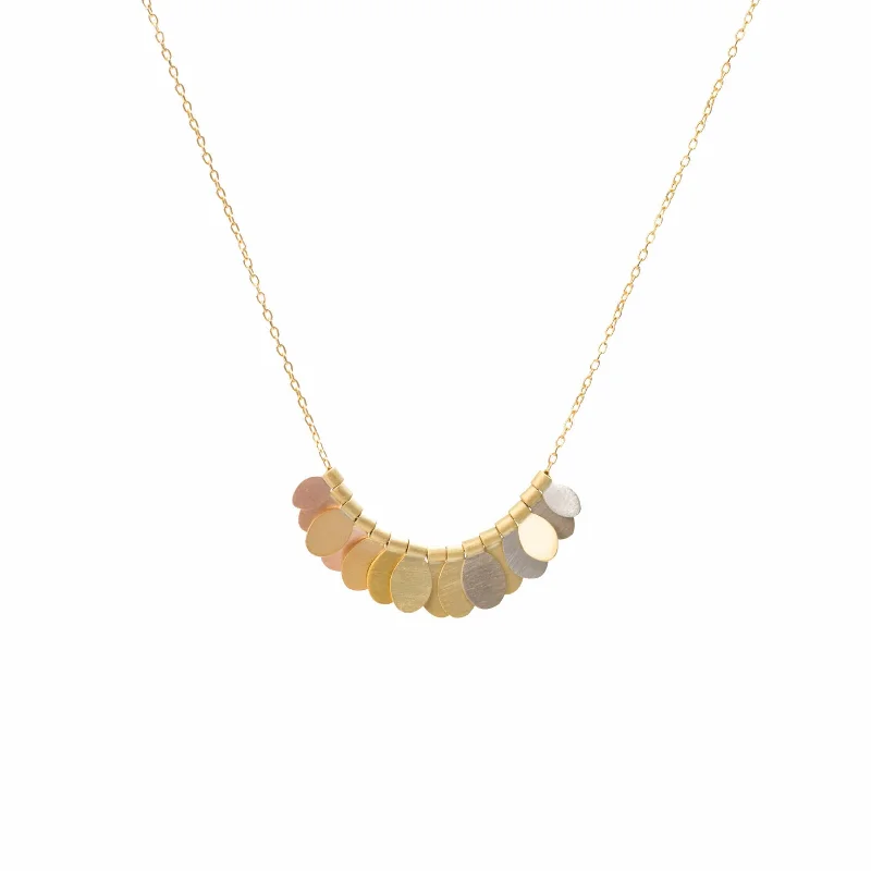 Reversible Gold & Rainbow Tiny Songbird Arc Necklace