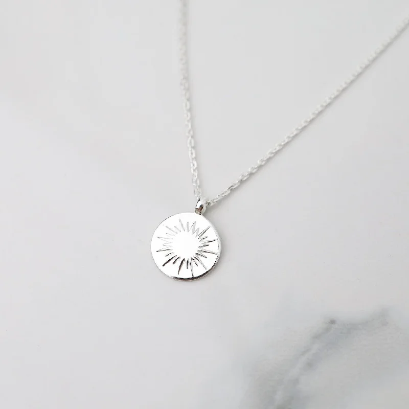 Sunburst Medallion Necklace - Sterling Silver