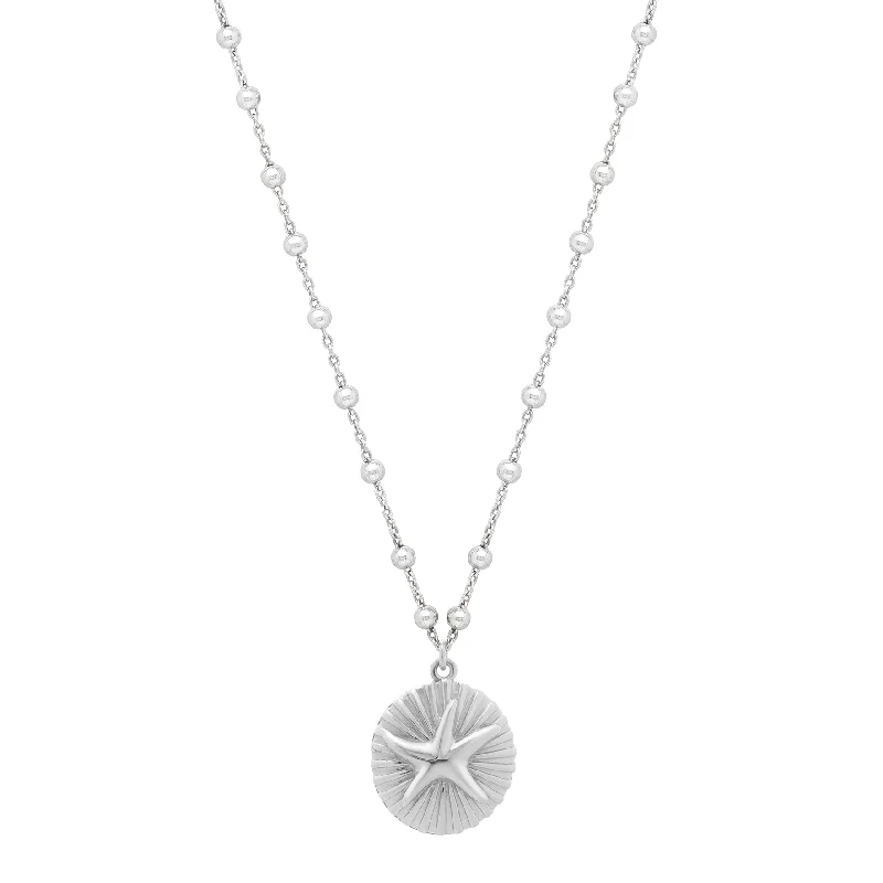 Silver Starfish Medallion Necklace