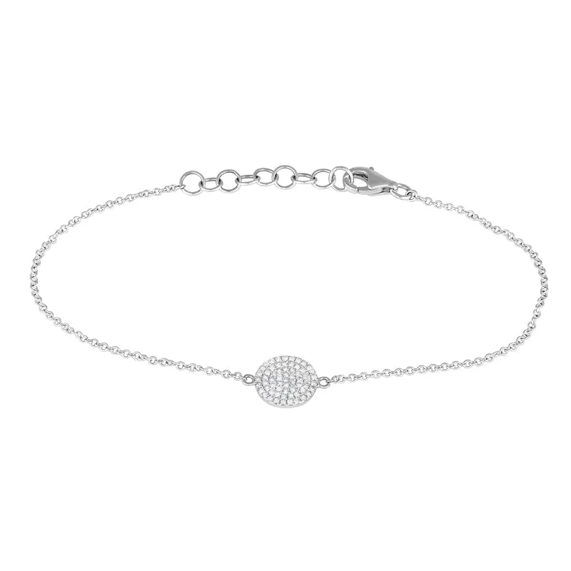 14K White Gold Diamond Disc Bracelet